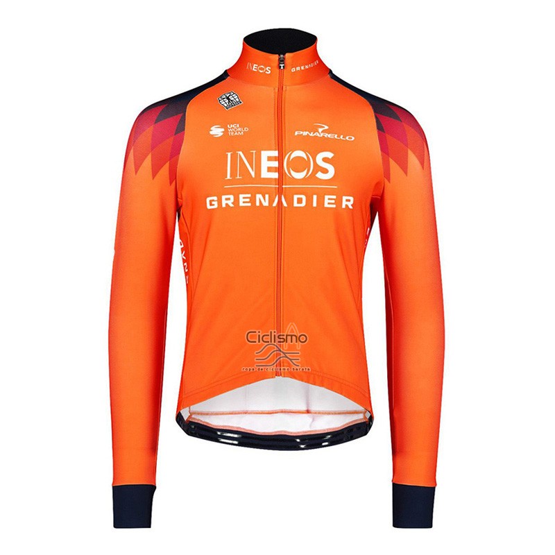 Ineos Grenadiers Ropa Ciclismo Culotte Largo 2023 Mangas Largas Naranja
